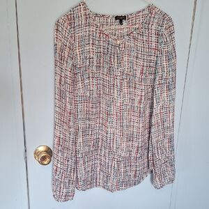 Talbots Women's Red and Black Patterned Blouse